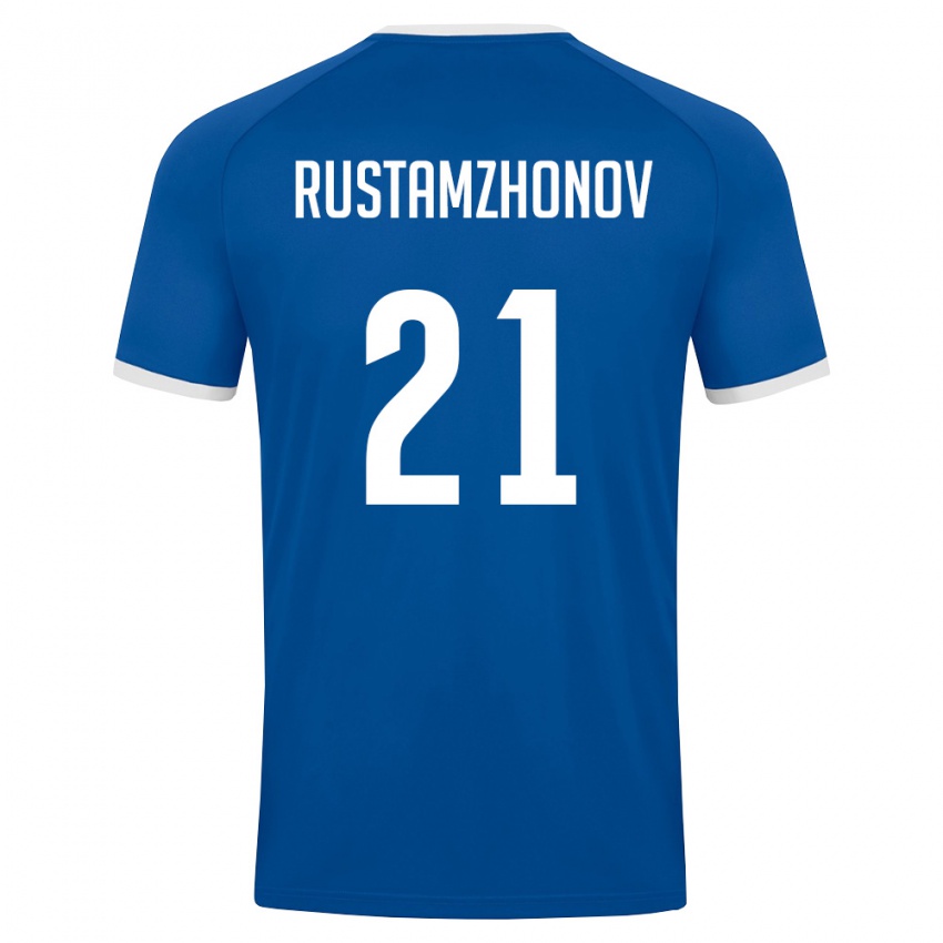 נשים אוזבקיסטן Nematullo Rustamzhonov #21 כחול מלכותי לבן ג'רזי ביתית 26-28 חולצה קצרה