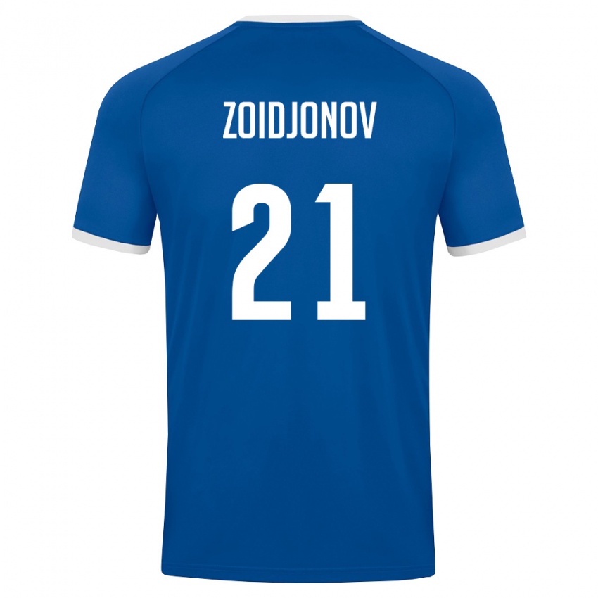 נשים אוזבקיסטן Abdulboriy Zoidjonov #21 כחול מלכותי לבן ג'רזי ביתית 26-28 חולצה קצרה