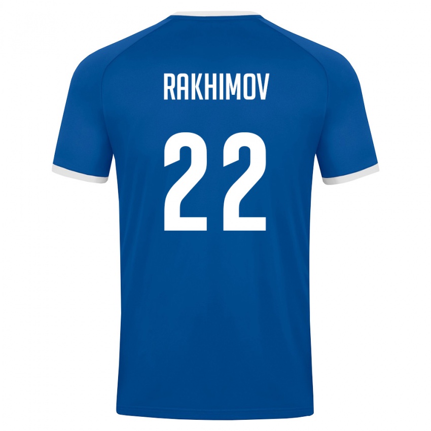 נשים אוזבקיסטן Abubakir Rakhimov #22 כחול מלכותי לבן ג'רזי ביתית 26-28 חולצה קצרה
