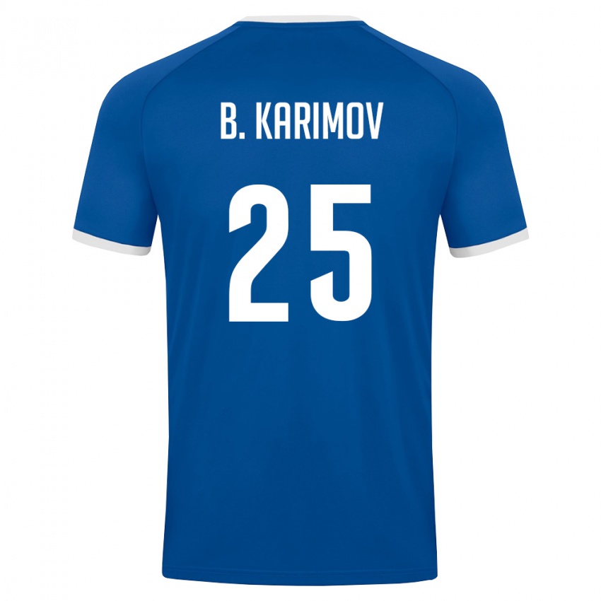 נשים אוזבקיסטן Bekhruz Karimov #25 כחול מלכותי לבן ג'רזי ביתית 26-28 חולצה קצרה