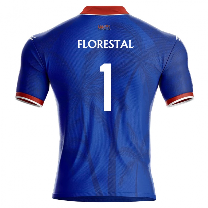 נשים האיטי Marc Florestal #1 כחול אדום לבן ג'רזי ביתית 26-28 חולצה קצרה