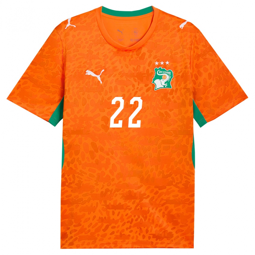 נשים חוף השנהב אוואן גסאן #22 כתום ירוק לבן ג'רזי ביתית 26-28 חולצה קצרה