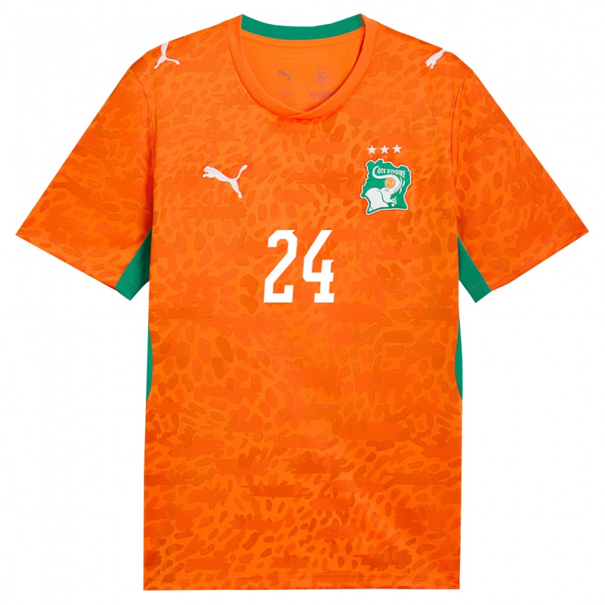 נשים חוף השנהב Vayanga Doumbia #24 כתום ירוק לבן ג'רזי ביתית 26-28 חולצה קצרה