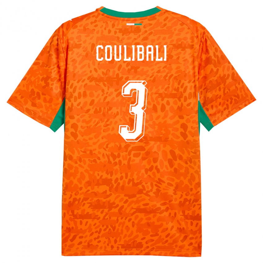 נשים חוף השנהב Hassan Coulibali #3 כתום ירוק לבן ג'רזי ביתית 26-28 חולצה קצרה