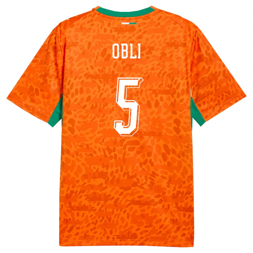 נשים חוף השנהב Kouame Obli #5 כתום ירוק לבן ג'רזי ביתית 26-28 חולצה קצרה