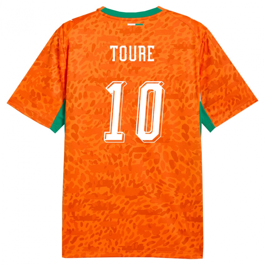 נשים חוף השנהב Ismael Toure #10 כתום ירוק לבן ג'רזי ביתית 26-28 חולצה קצרה