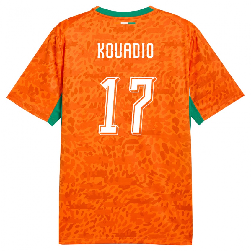 נשים חוף השנהב קואסי קואדיו #17 כתום ירוק לבן ג'רזי ביתית 26-28 חולצה קצרה