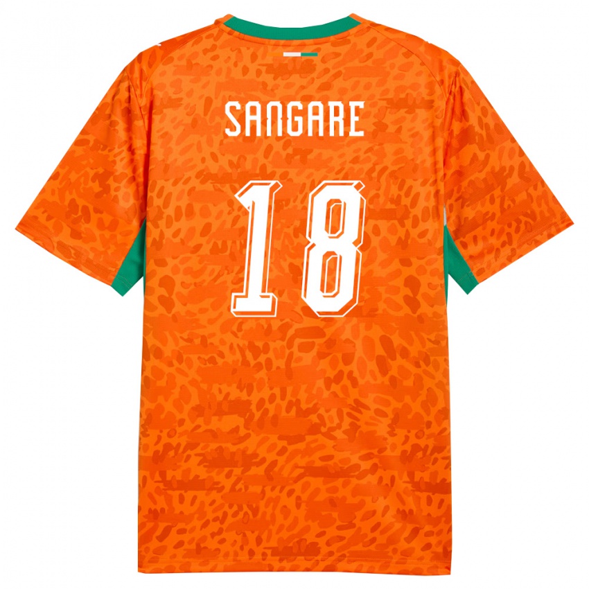 נשים חוף השנהב איברהים סנגרה #18 כתום ירוק לבן ג'רזי ביתית 26-28 חולצה קצרה