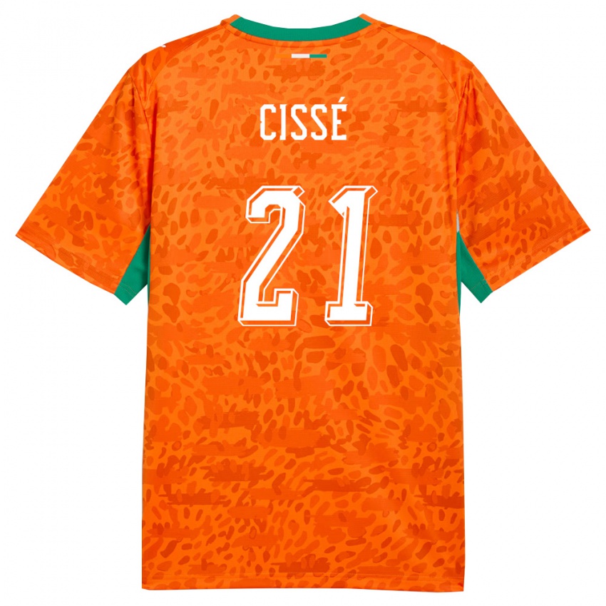 נשים חוף השנהב עבדולאייה סיסה #21 כתום ירוק לבן ג'רזי ביתית 26-28 חולצה קצרה