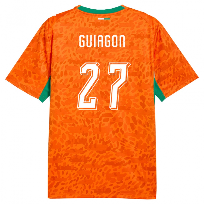 נשים חוף השנהב פארפה גיאגון #27 כתום ירוק לבן ג'רזי ביתית 26-28 חולצה קצרה