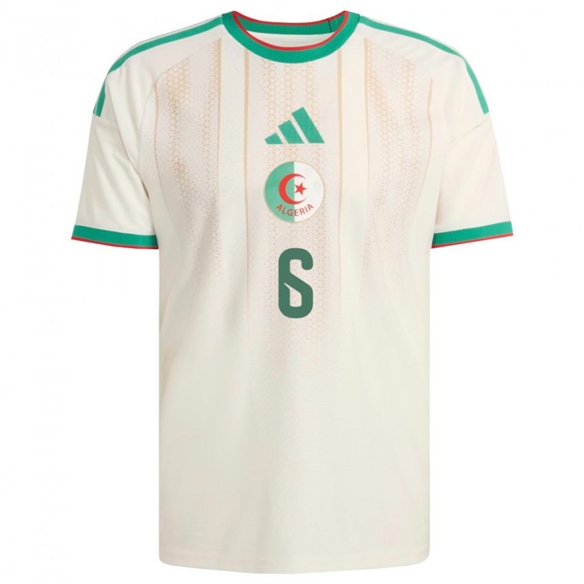 נשים אלג'יריה Ali Sadji #6 שמנת ירוק אדום ג'רזי ביתית 26-28 חולצה קצרה