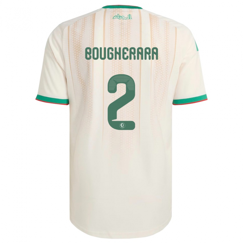 נשים אלג'יריה Abdelhafid Bougherara #2 שמנת ירוק אדום ג'רזי ביתית 26-28 חולצה קצרה