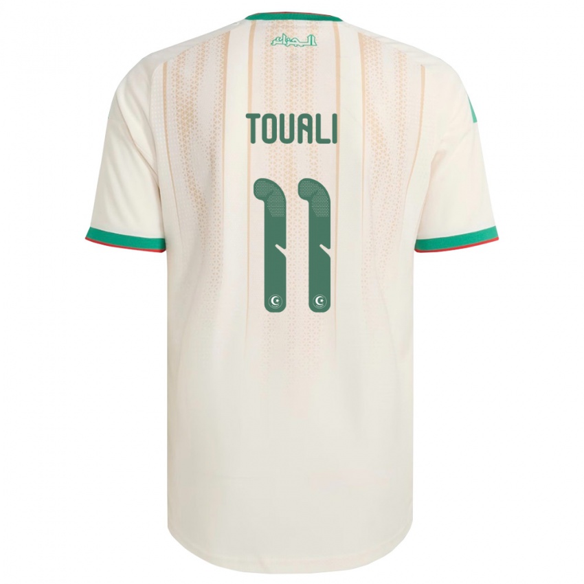 נשים אלג'יריה Khalil Touali #11 שמנת ירוק אדום ג'רזי ביתית 26-28 חולצה קצרה