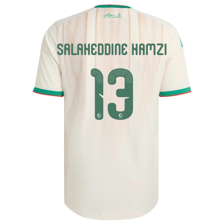 נשים אלג'יריה Anes Salaheddine Hamzi #13 שמנת ירוק אדום ג'רזי ביתית 26-28 חולצה קצרה