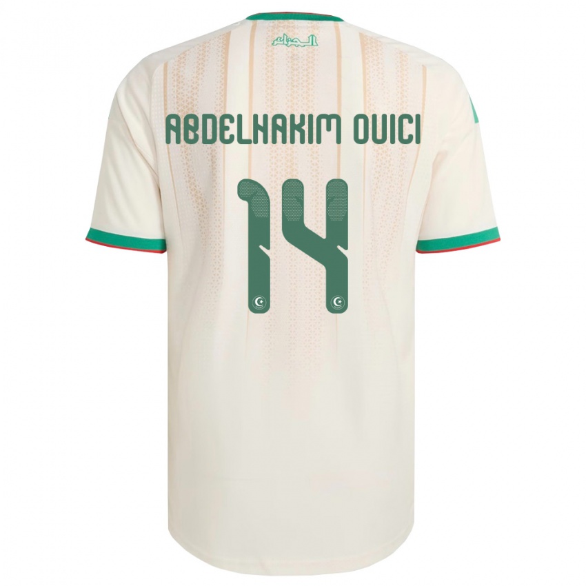 נשים אלג'יריה Hamza Abdelhakim Ouici #14 שמנת ירוק אדום ג'רזי ביתית 26-28 חולצה קצרה