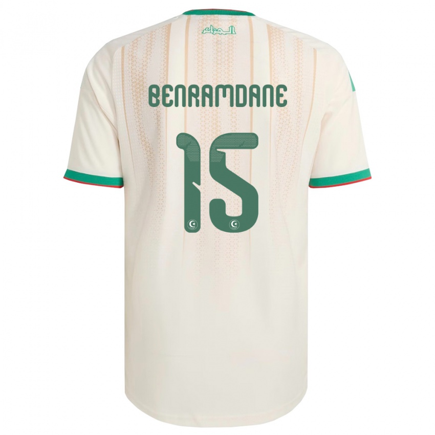 נשים אלג'יריה Noam Benramdane #15 שמנת ירוק אדום ג'רזי ביתית 26-28 חולצה קצרה