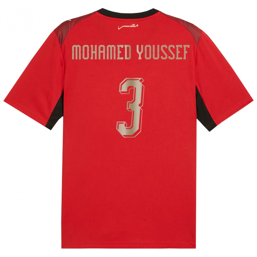 נשים מצרים Adam Mohamed Youssef #3 אדום שחור זהב ג'רזי ביתית 26-28 חולצה קצרה
