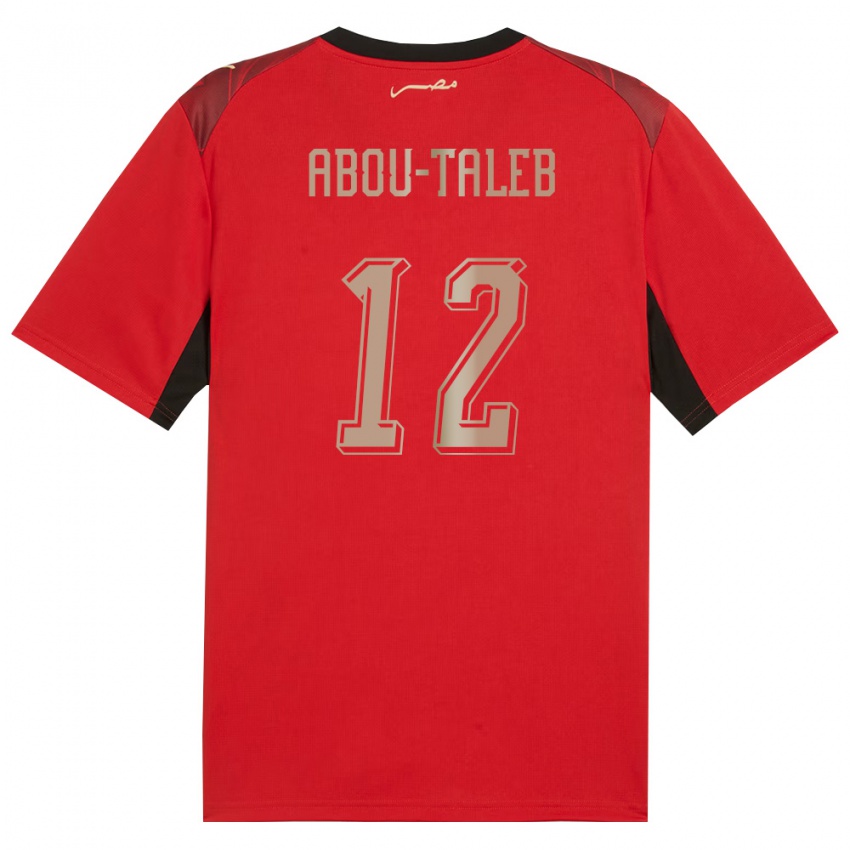 נשים מצרים Omar Abou-Taleb #12 אדום שחור זהב ג'רזי ביתית 26-28 חולצה קצרה