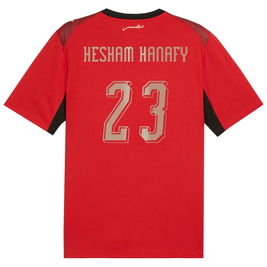 נשים מצרים Yassin Hesham Hanafy #23 אדום שחור זהב ג'רזי ביתית 26-28 חולצה קצרה