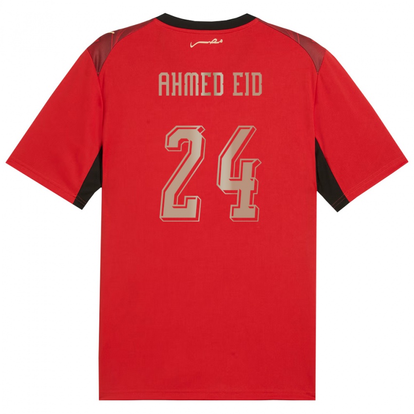 נשים מצרים Ahmed Eid #24 אדום שחור זהב ג'רזי ביתית 26-28 חולצה קצרה