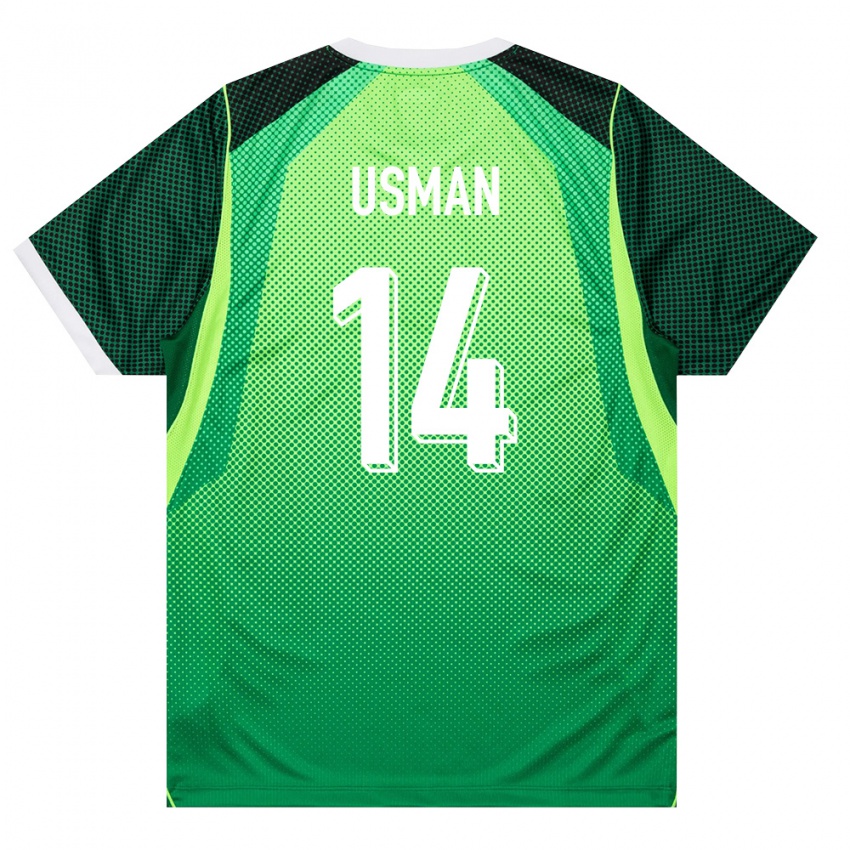 נשים ניגריה Buhari Usman #14 ירוק לבן ג'רזי ביתית 26-28 חולצה קצרה