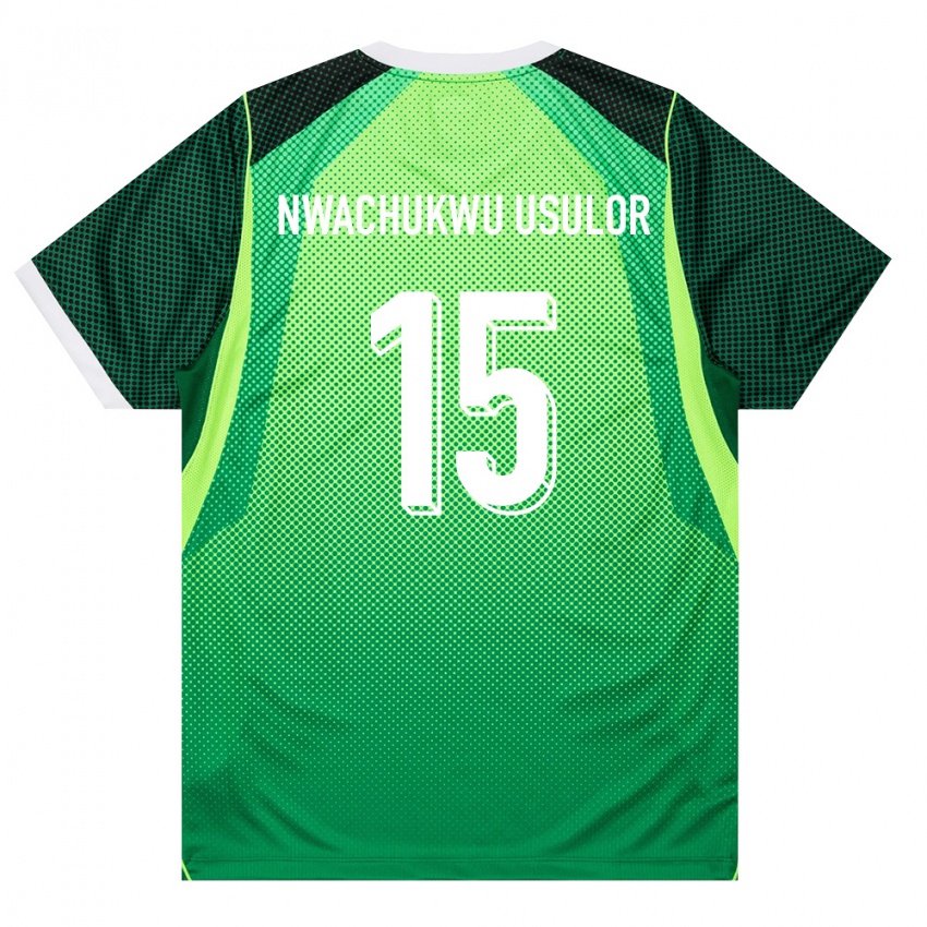 נשים ניגריה Israel Nwachukwu Usulor #15 ירוק לבן ג'רזי ביתית 26-28 חולצה קצרה