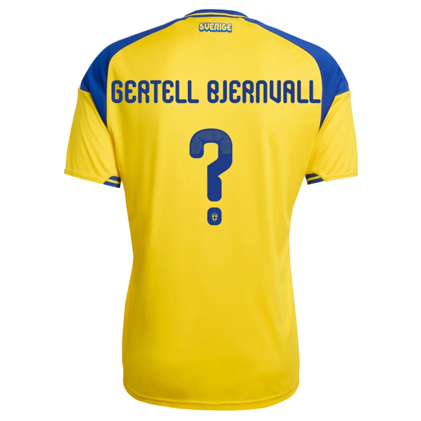 נשים שוודיה Felix Gertell Bjernvall #0 צהוב כחול לבן ג'רזי ביתית 26-28 חולצה קצרה