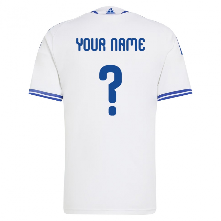 נשים יוון השם שלך #0 לבן כחול ג'רזי ביתית 26-28 חולצה קצרה