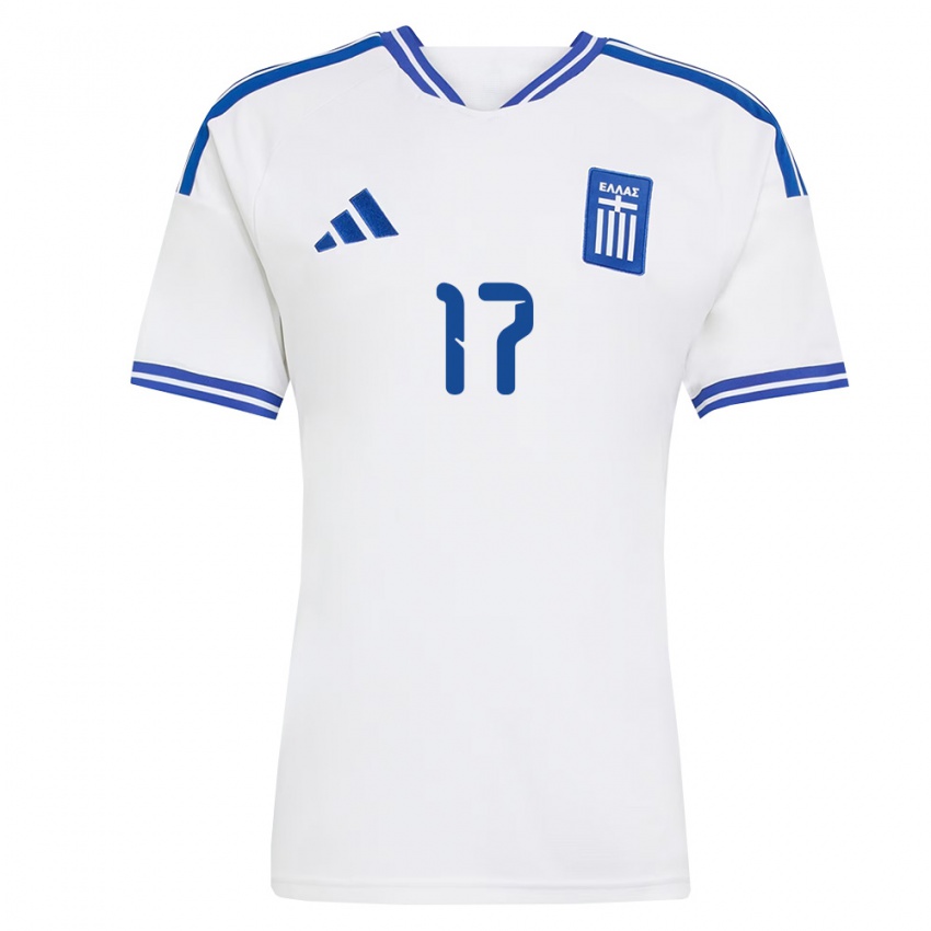 נשים יוון Dimitrios Chatsidis #17 לבן כחול ג'רזי ביתית 26-28 חולצה קצרה