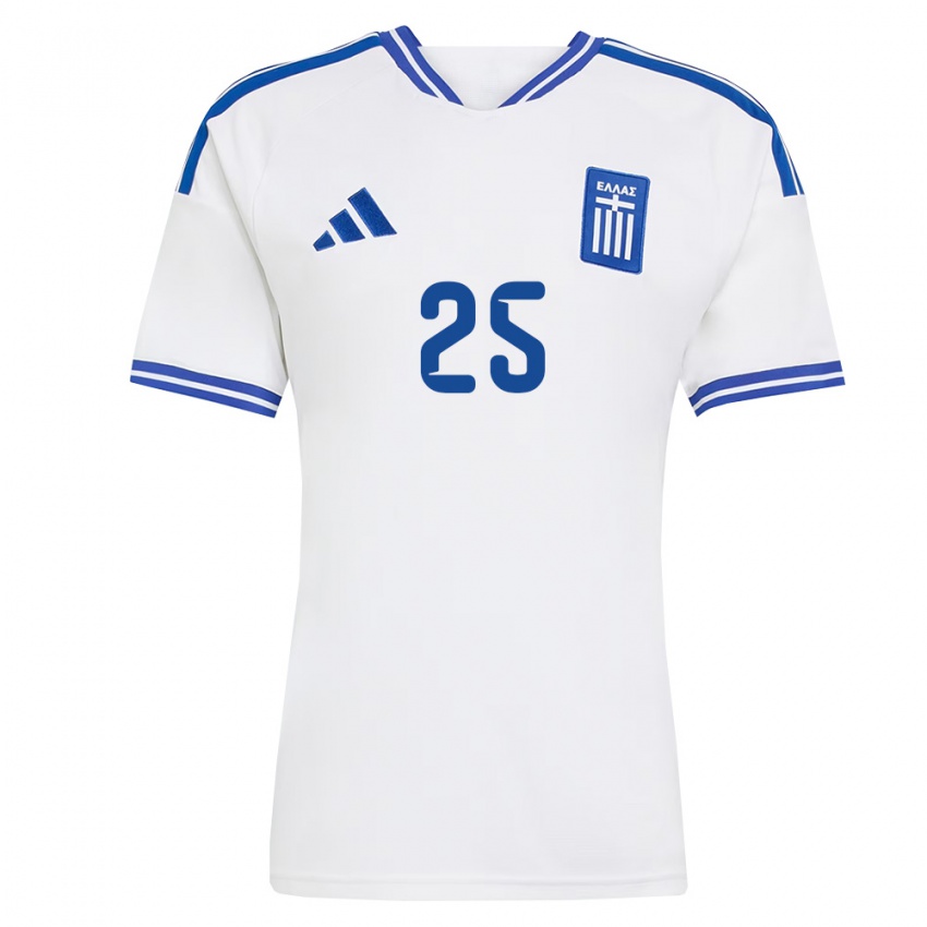 נשים יוון Sotiris Kontouris #25 לבן כחול ג'רזי ביתית 26-28 חולצה קצרה