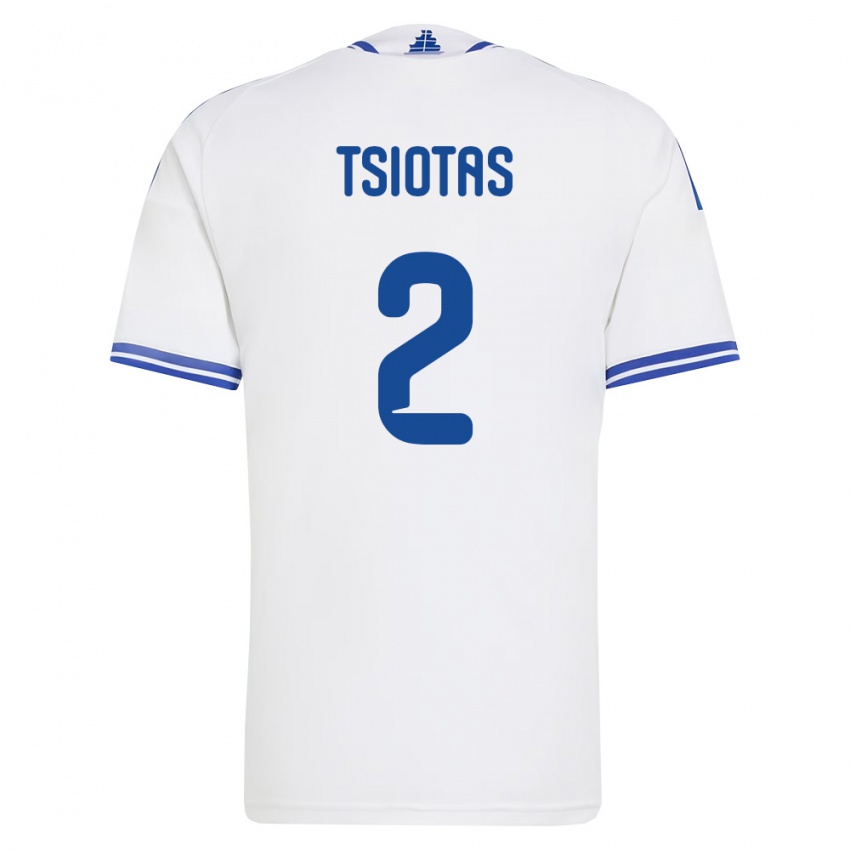 נשים יוון Pavlos Tsiotas #2 לבן כחול ג'רזי ביתית 26-28 חולצה קצרה