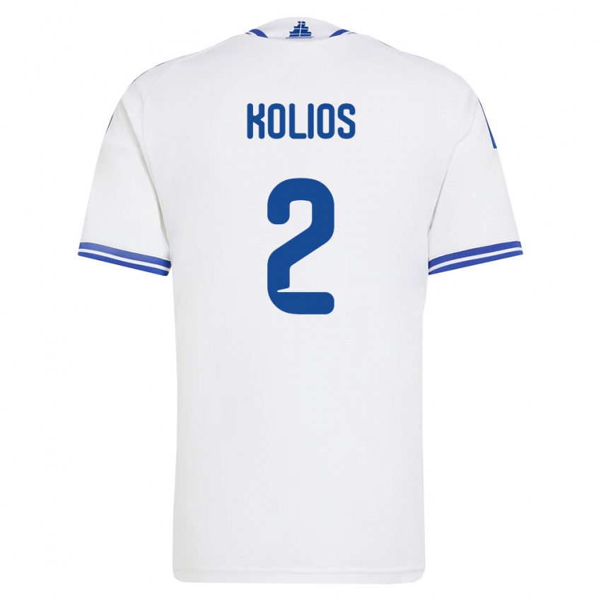 נשים יוון Angelos Kolios #2 לבן כחול ג'רזי ביתית 26-28 חולצה קצרה