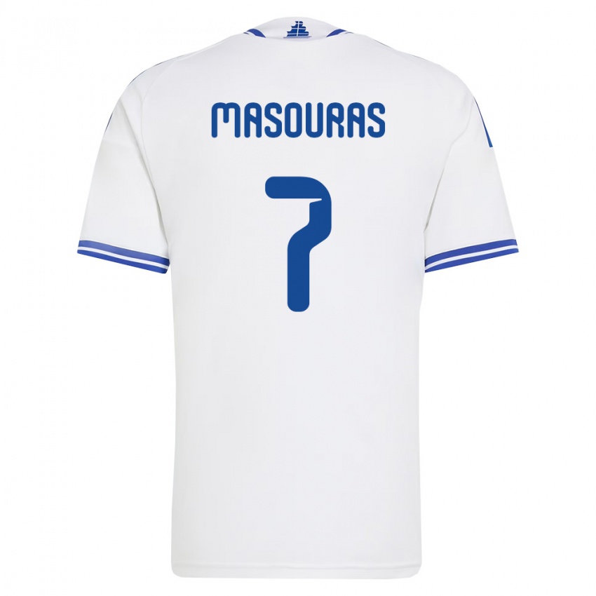 נשים יוון יורגוס מאסוראס #7 לבן כחול ג'רזי ביתית 26-28 חולצה קצרה