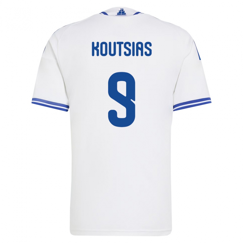 נשים יוון גאורגיוס קוטסיאס #9 לבן כחול ג'רזי ביתית 26-28 חולצה קצרה