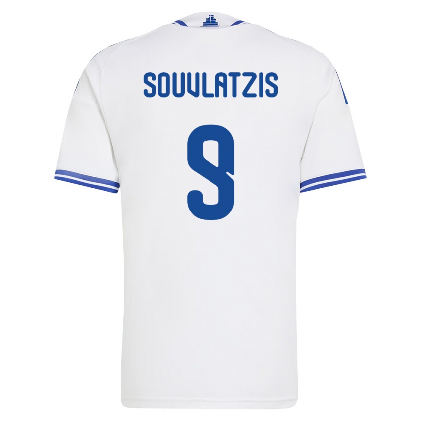 נשים יוון Konstantinos Souvlatzis #9 לבן כחול ג'רזי ביתית 26-28 חולצה קצרה