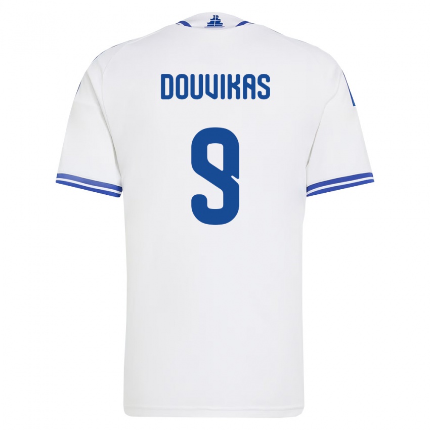 נשים יוון אנסטסיוס דוביקאס #9 לבן כחול ג'רזי ביתית 26-28 חולצה קצרה