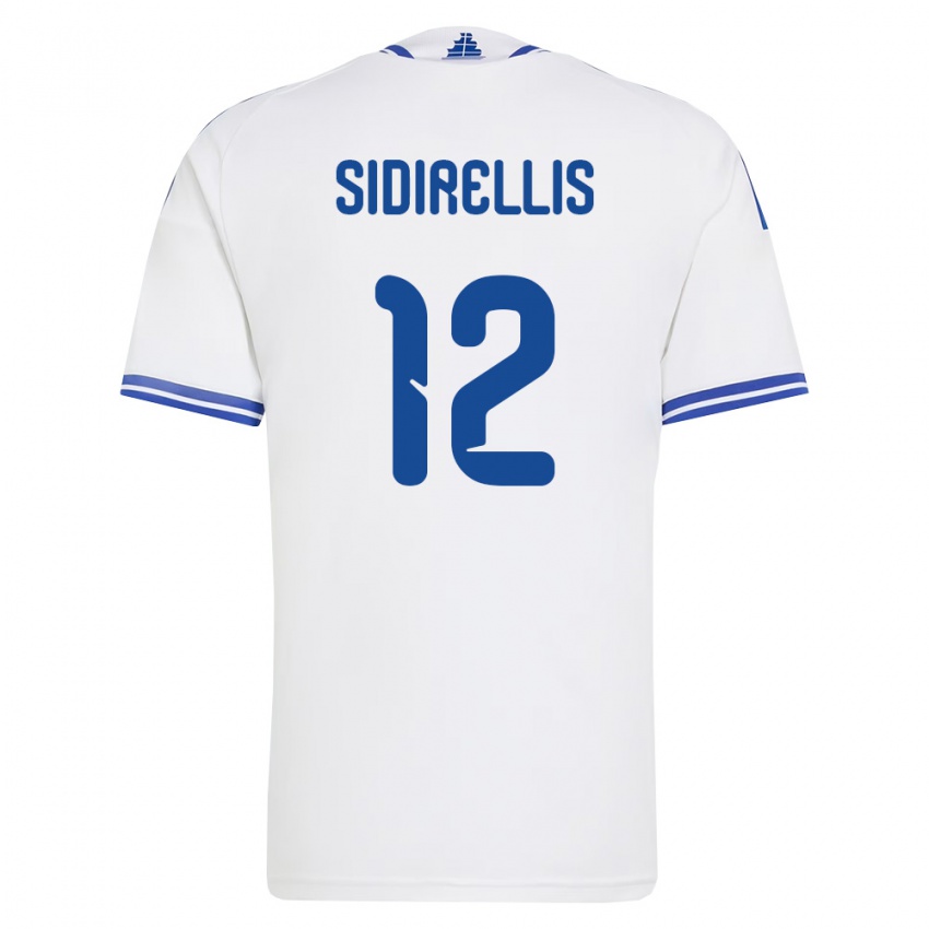 נשים יוון Konstantinos Sidirellis #12 לבן כחול ג'רזי ביתית 26-28 חולצה קצרה