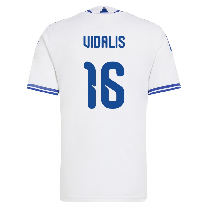 נשים יוון Nikolaos Vidalis #16 לבן כחול ג'רזי ביתית 26-28 חולצה קצרה