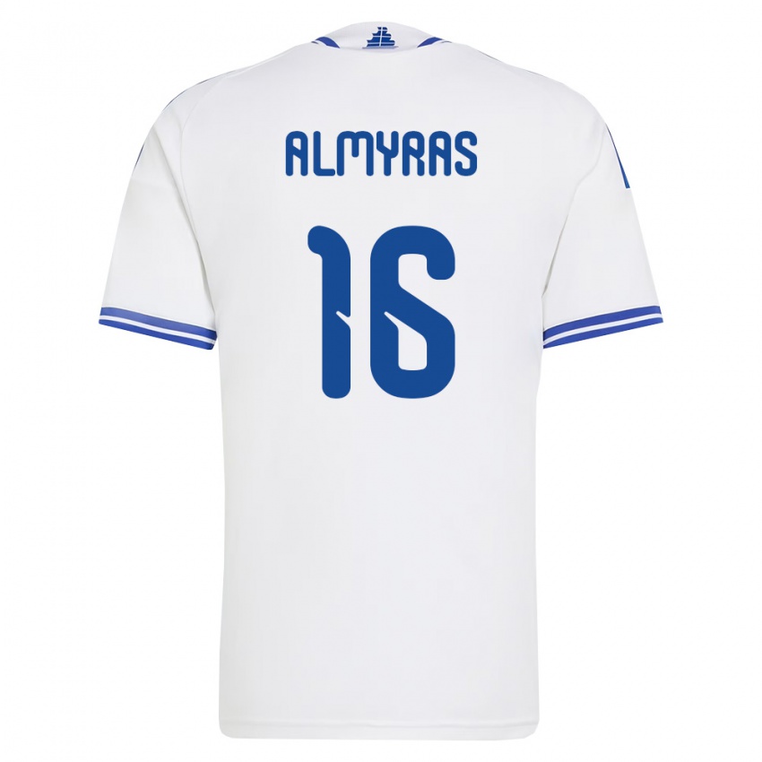 נשים יוון Christos Almyras #16 לבן כחול ג'רזי ביתית 26-28 חולצה קצרה