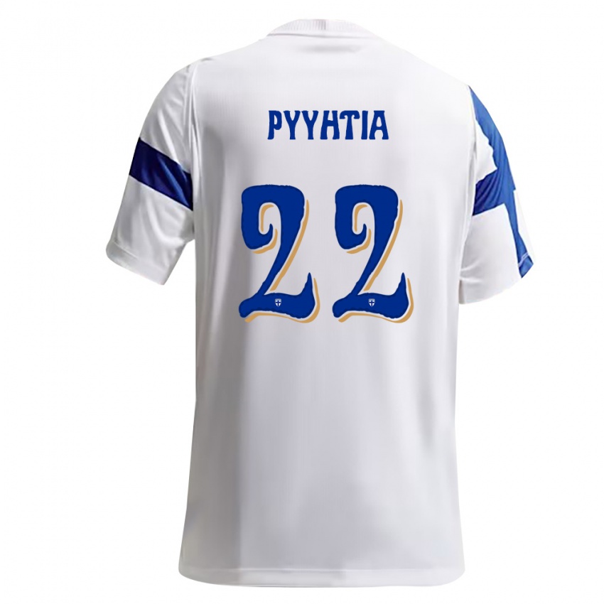 נשים פינלנד Niklas Pyyhtiä #22 לבן כחול ג'רזי ביתית 26-28 חולצה קצרה