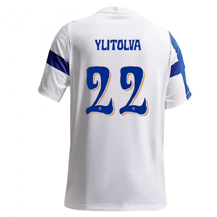 נשים פינלנד Miska Ylitolva #22 לבן כחול ג'רזי ביתית 26-28 חולצה קצרה