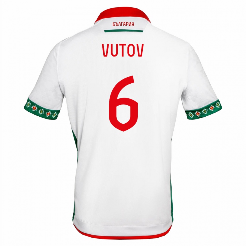 נשים בולגריה Aleksandar Vutov #6 לבן ירוק אדום ג'רזי ביתית 26-28 חולצה קצרה