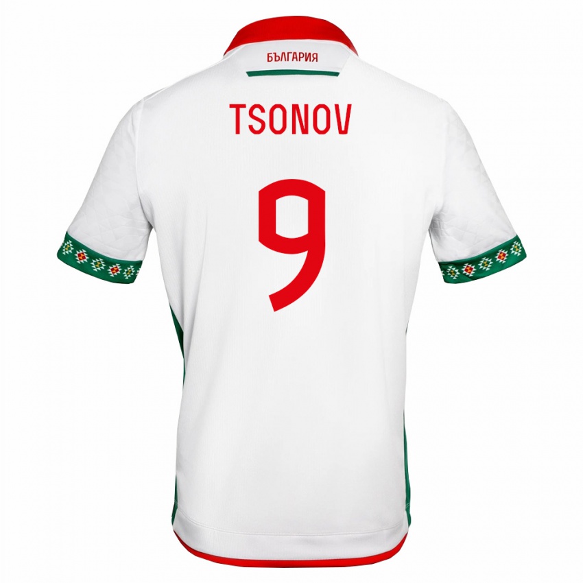 נשים בולגריה Samuil Tsonov #9 לבן ירוק אדום ג'רזי ביתית 26-28 חולצה קצרה