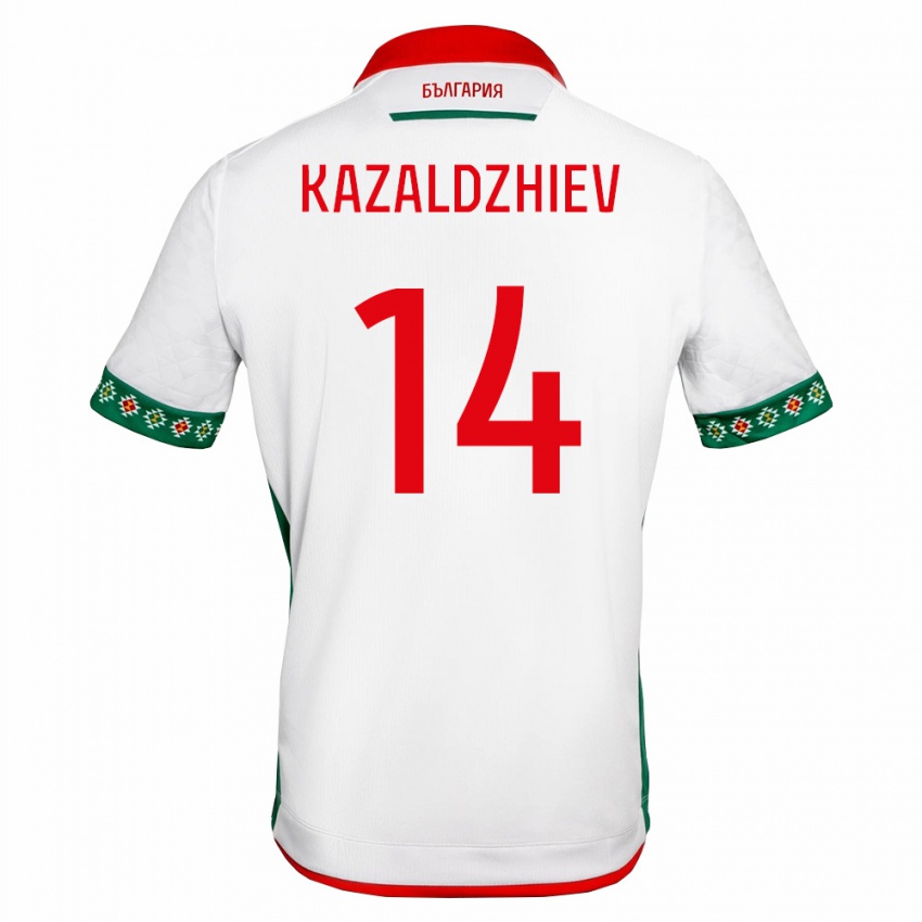 נשים בולגריה Vasil Kazaldzhiev #14 לבן ירוק אדום ג'רזי ביתית 26-28 חולצה קצרה