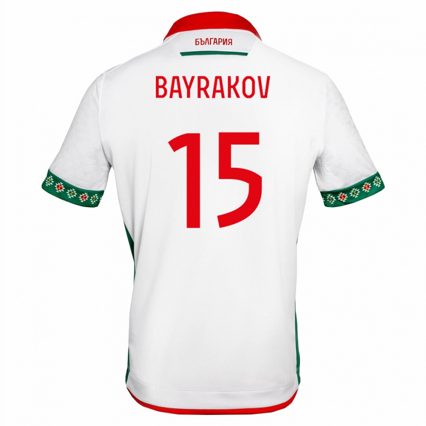 נשים בולגריה Petar Bayrakov #15 לבן ירוק אדום ג'רזי ביתית 26-28 חולצה קצרה