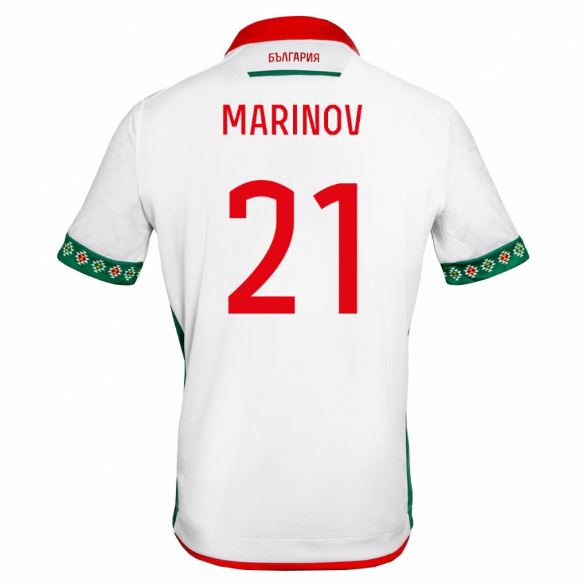 נשים בולגריה Aleksandar Marinov #21 לבן ירוק אדום ג'רזי ביתית 26-28 חולצה קצרה