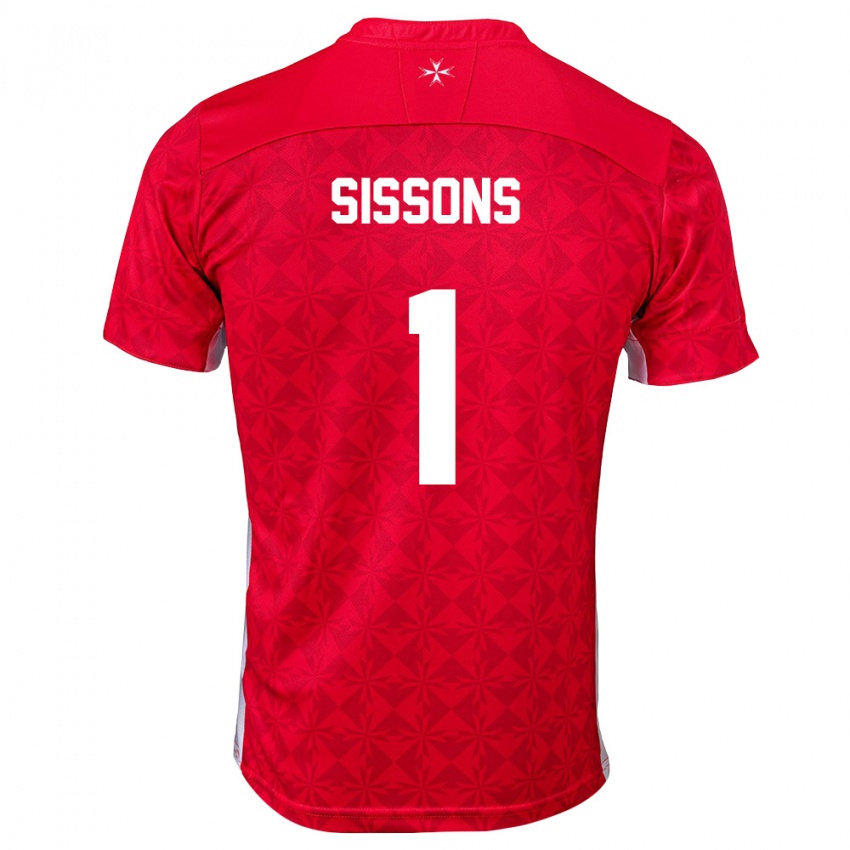 נשים מלטה James Sissons #1 אדום לבן ג'רזי ביתית 26-28 חולצה קצרה