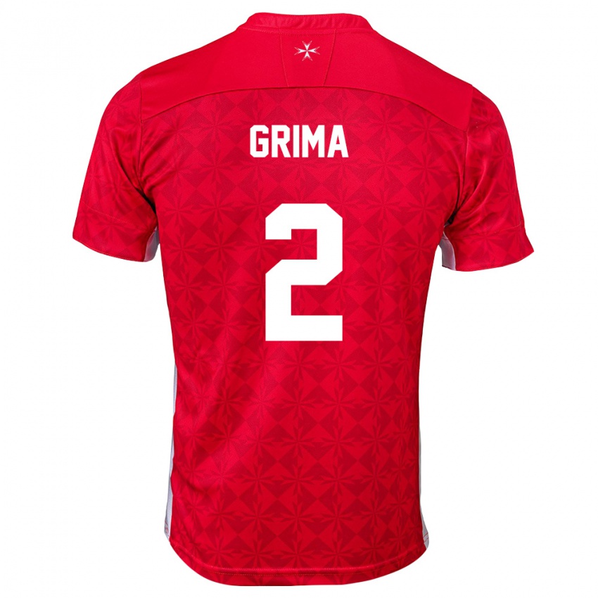 נשים מלטה George Grima #2 אדום לבן ג'רזי ביתית 26-28 חולצה קצרה