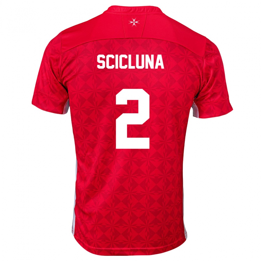 נשים מלטה Julian Scicluna #2 אדום לבן ג'רזי ביתית 26-28 חולצה קצרה