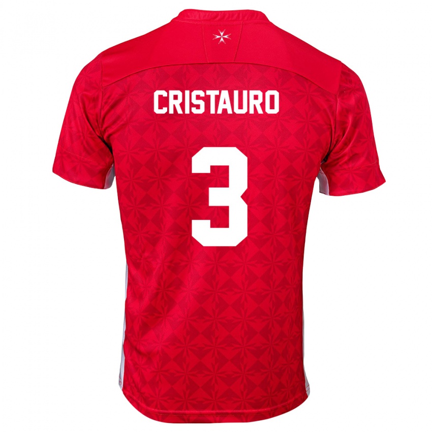 נשים מלטה Giorgio Cristauro #3 אדום לבן ג'רזי ביתית 26-28 חולצה קצרה